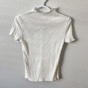 White lettuce trim high neck shirt